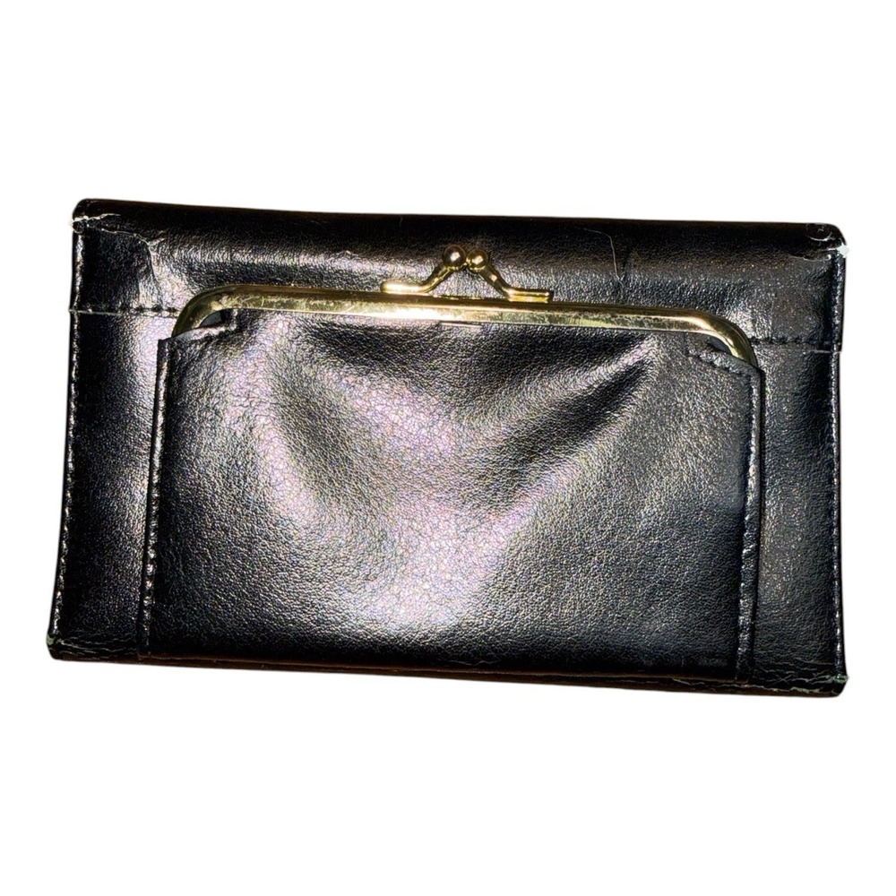 Black Genuine Leather Kisslock Wallet Amity FAIR